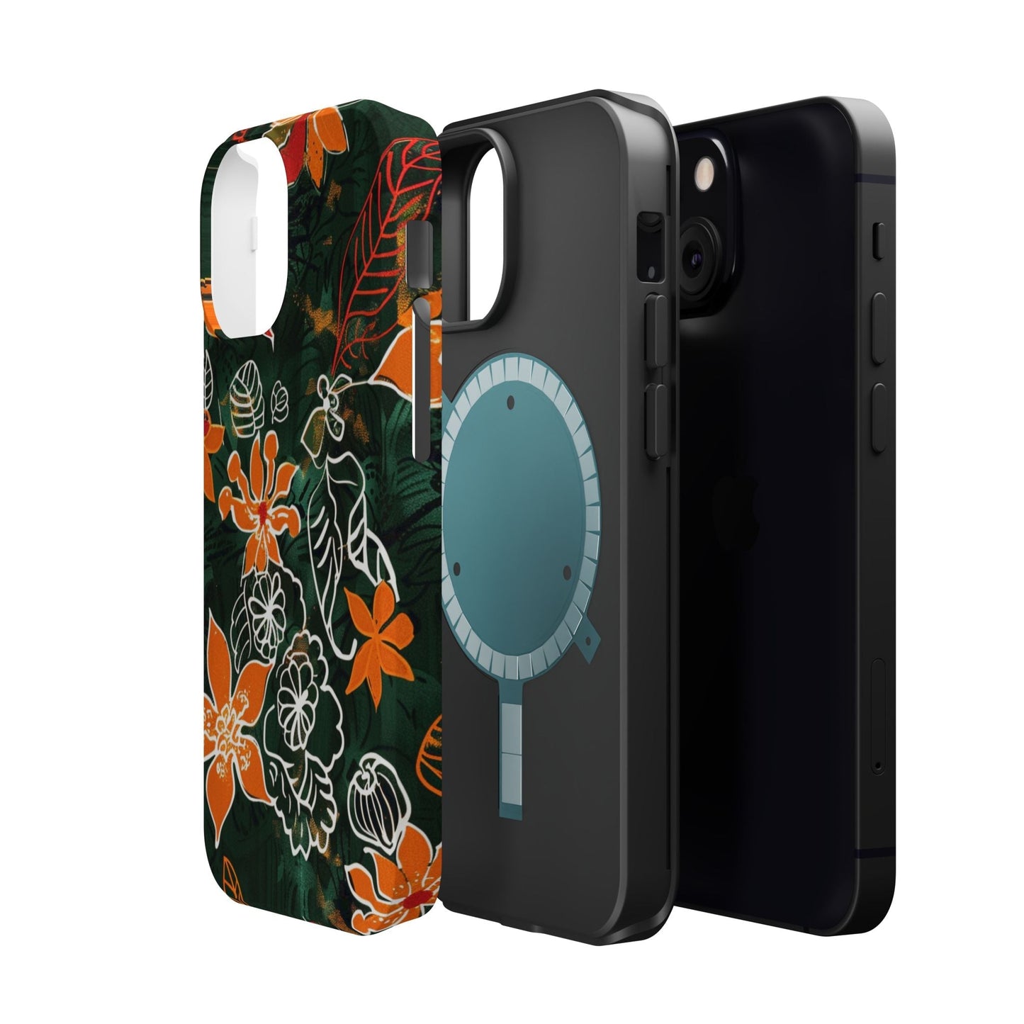 Magnetic Impact - Resistant Phone Case — Tropical Orange Floral - DIGITAL X