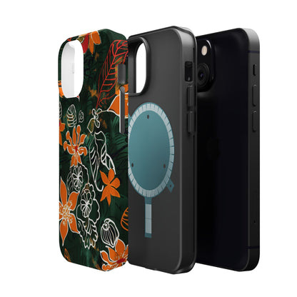 Magnetic Impact - Resistant Phone Case — Tropical Orange Floral - DIGITAL X