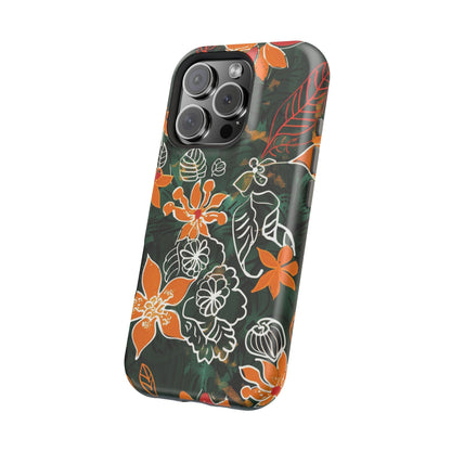 Magnetic Impact - Resistant Phone Case — Tropical Orange Floral - DIGITAL X