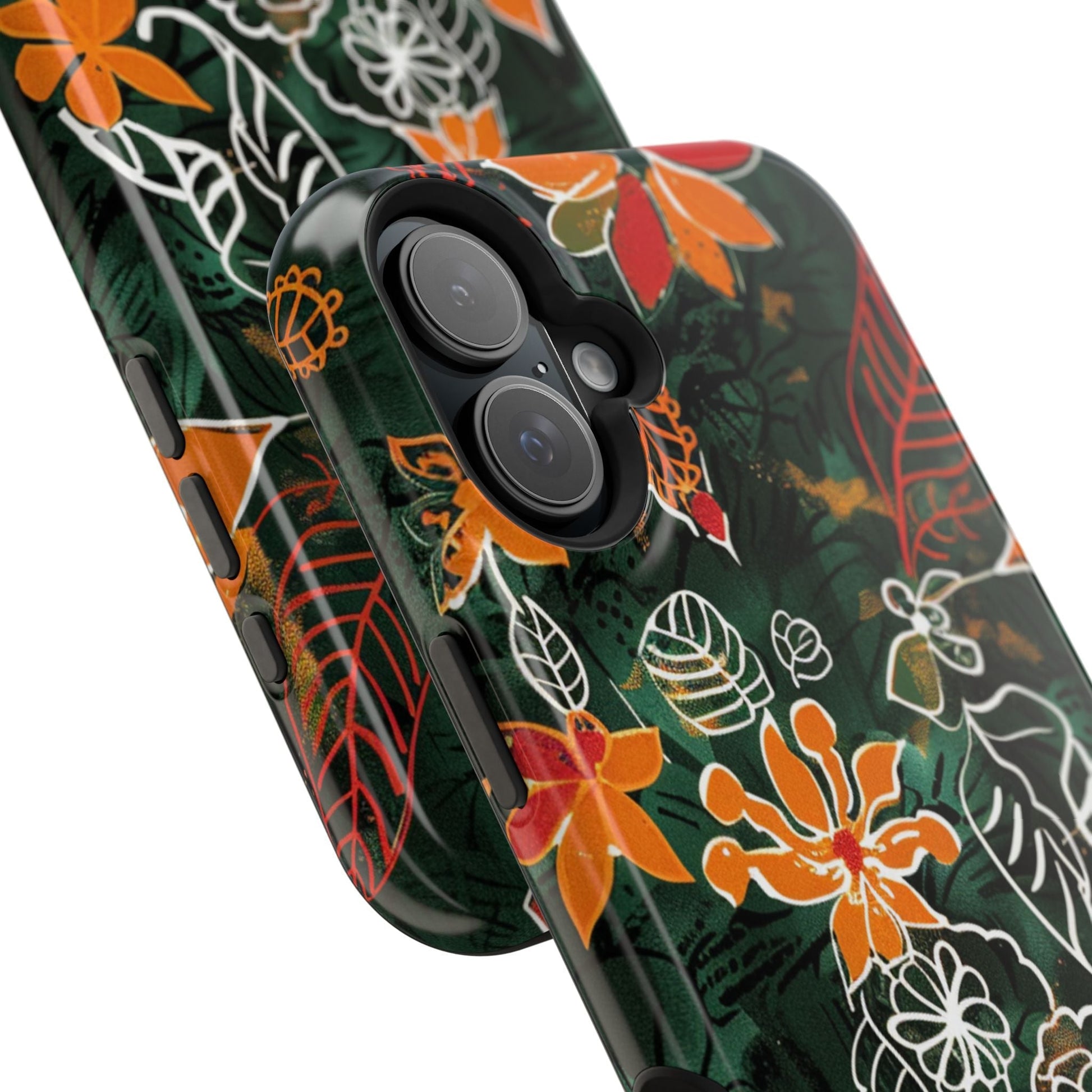 Magnetic Impact - Resistant Phone Case — Tropical Orange Floral - DIGITAL X