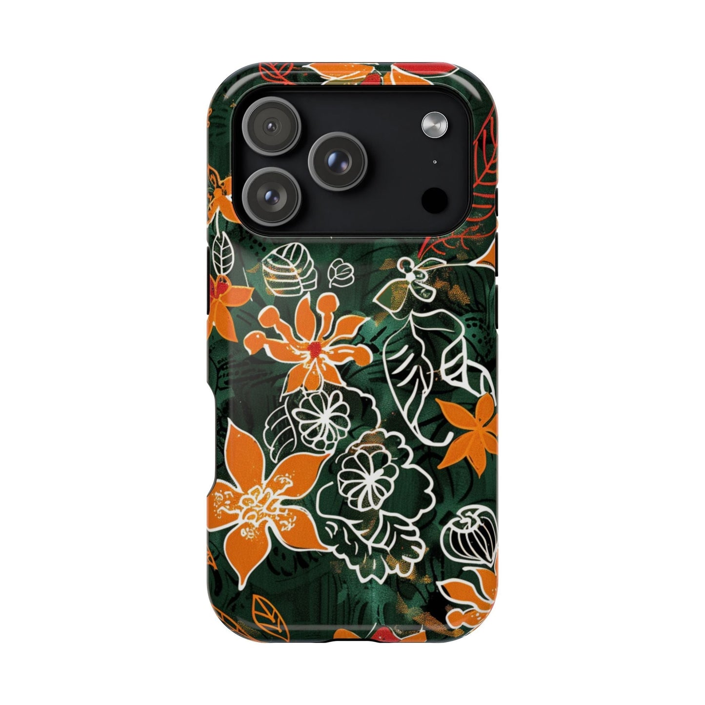 Magnetic Impact - Resistant Phone Case — Tropical Orange Floral - DIGITAL X