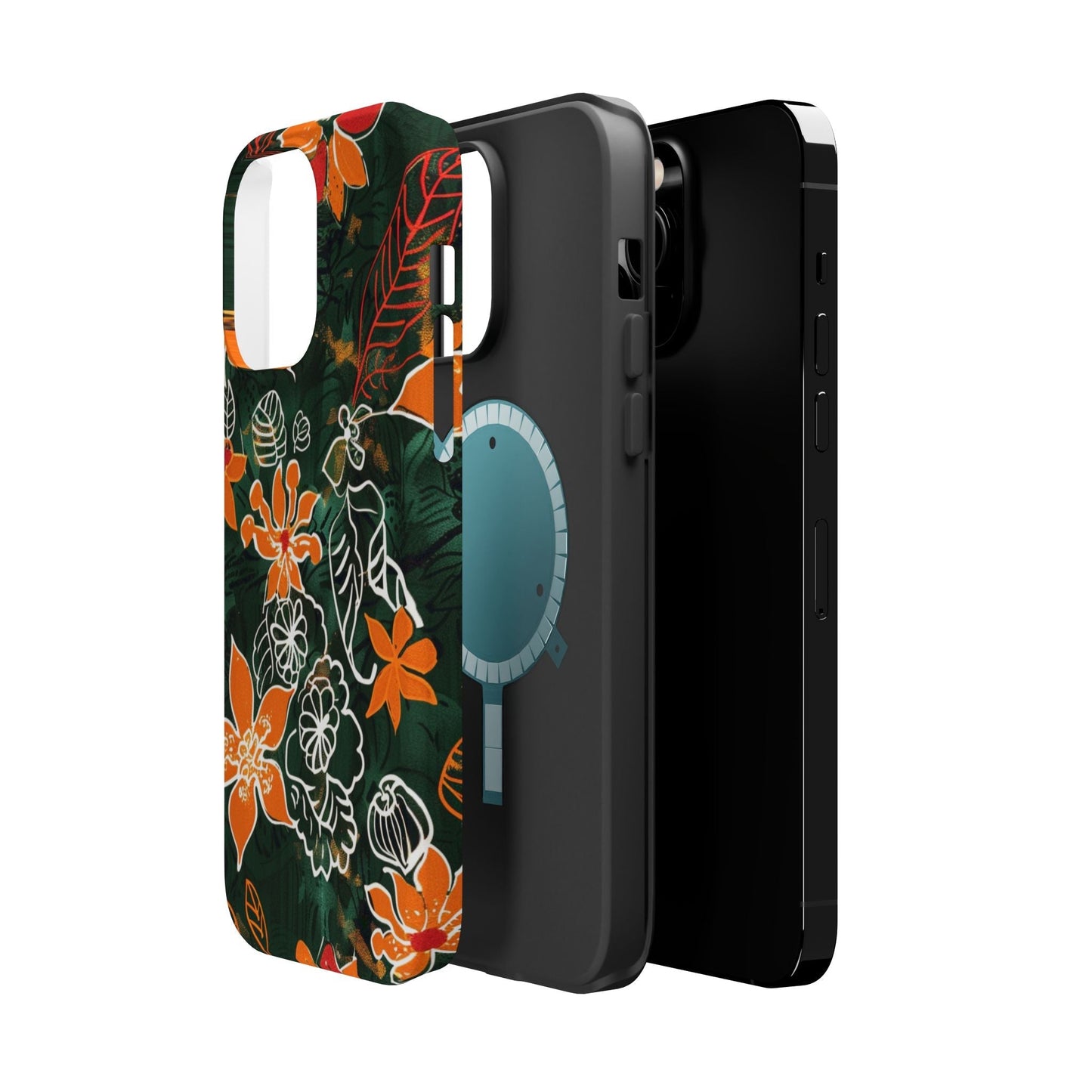 Magnetic Impact - Resistant Phone Case — Tropical Orange Floral - DIGITAL X