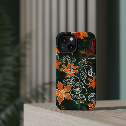 Magnetic Impact - Resistant Phone Case — Tropical Orange Floral - DIGITAL X