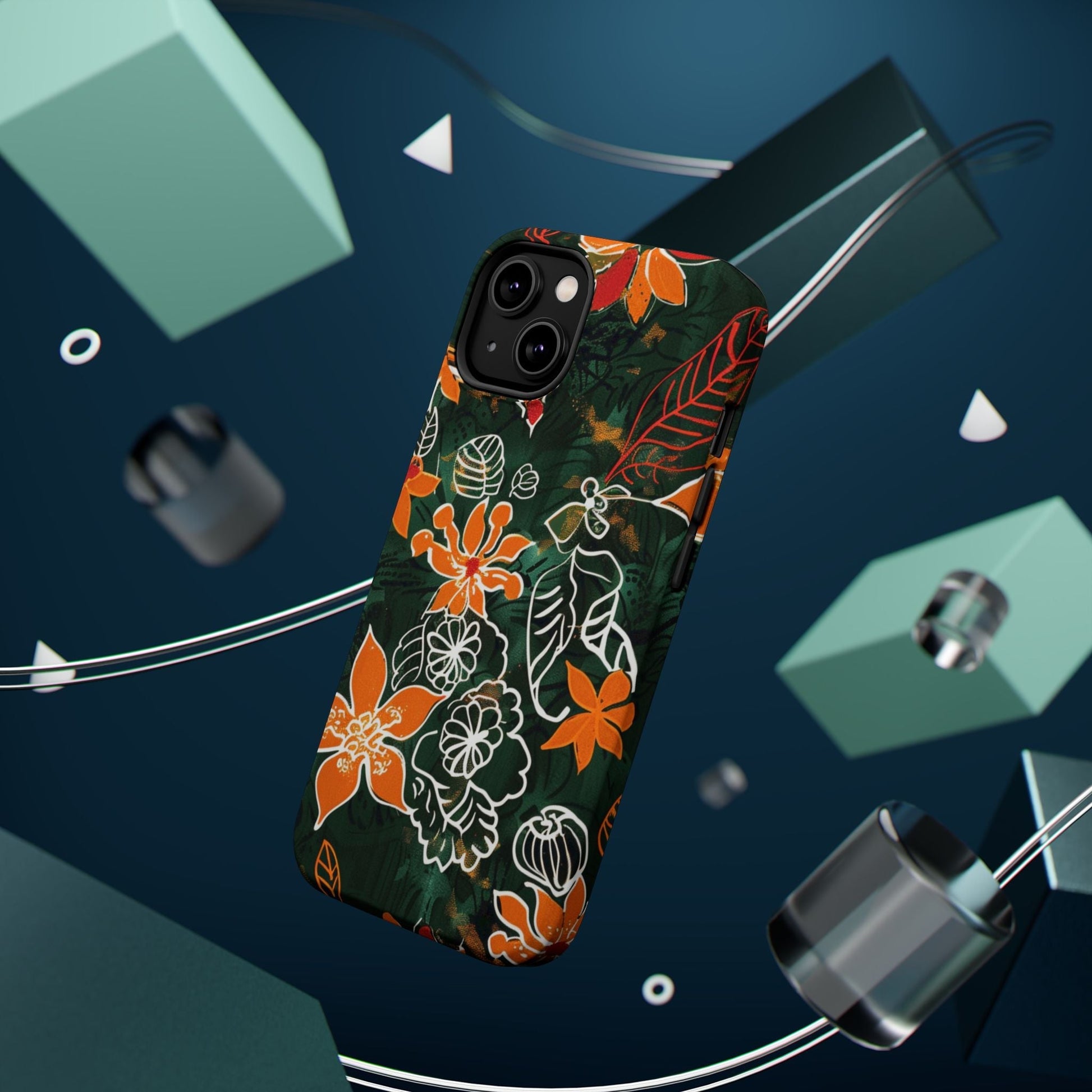Magnetic Impact - Resistant Phone Case — Tropical Orange Floral - DIGITAL X