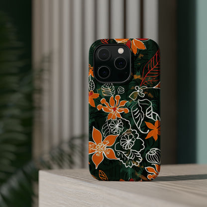 Magnetic Impact - Resistant Phone Case — Tropical Orange Floral - DIGITAL X