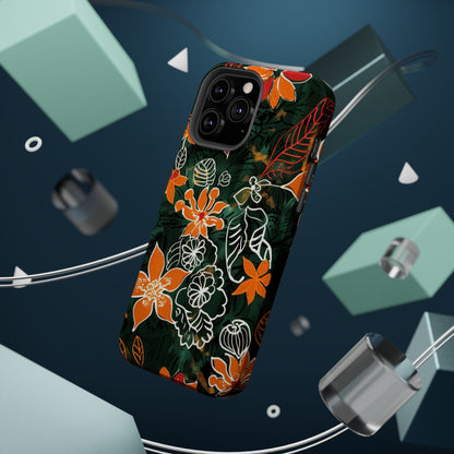Magnetic Impact - Resistant Phone Case — Tropical Orange Floral - DIGITAL X