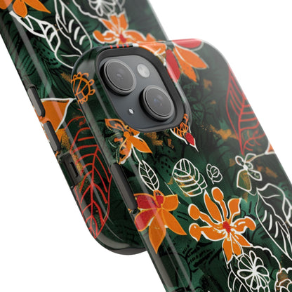Magnetic Impact - Resistant Phone Case — Tropical Orange Floral - DIGITAL X