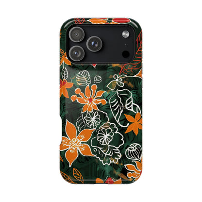 Magnetic Impact - Resistant Phone Case — Tropical Orange Floral - DIGITAL X