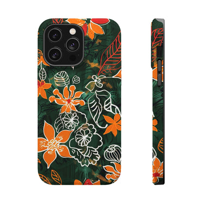 Magnetic Impact - Resistant Phone Case — Tropical Orange Floral - DIGITAL X