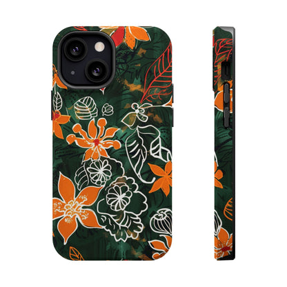 Magnetic Impact - Resistant Phone Case — Tropical Orange Floral - DIGITAL X