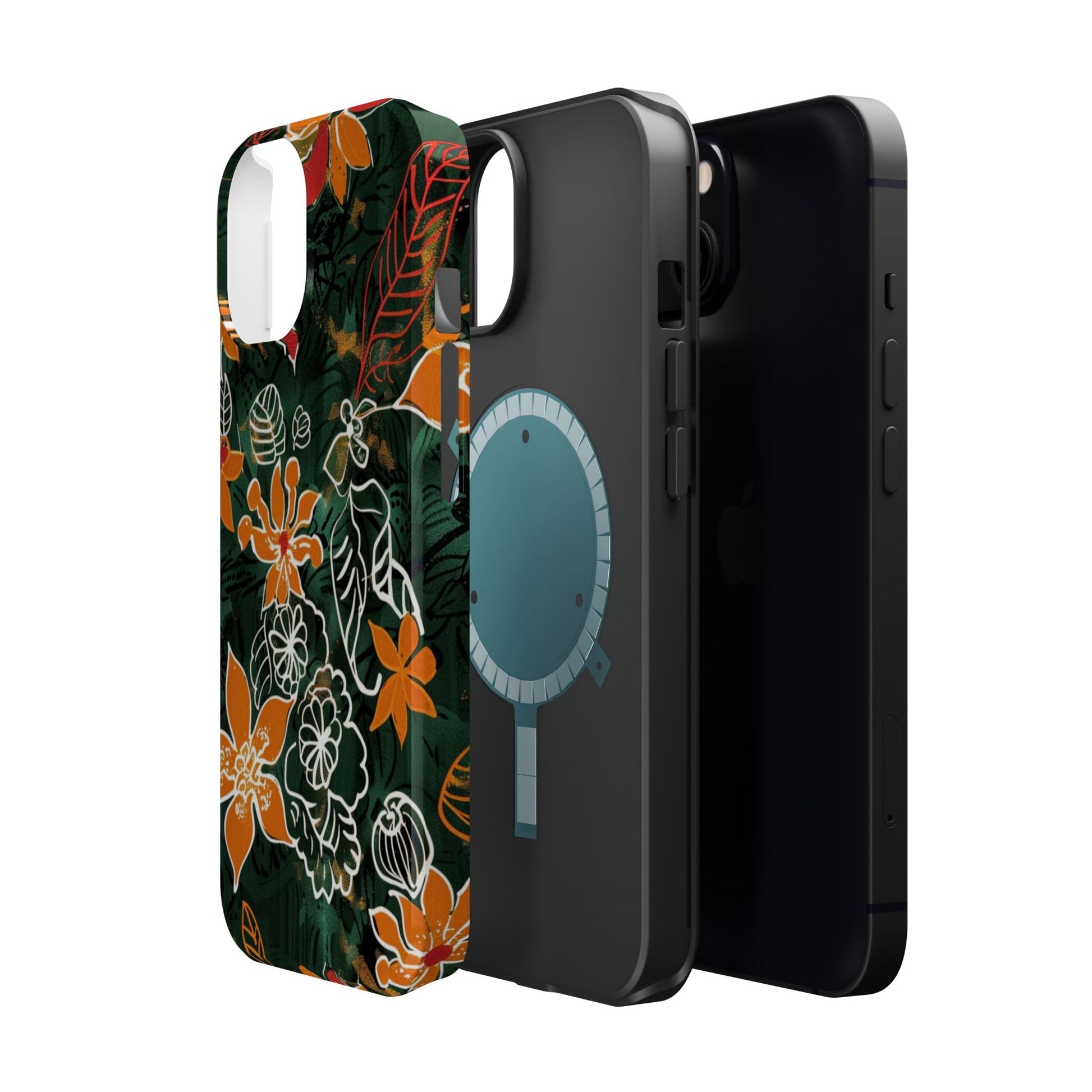 Magnetic Impact - Resistant Phone Case — Tropical Orange Floral - DIGITAL X
