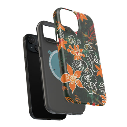 Magnetic Impact - Resistant Phone Case — Tropical Orange Floral - DIGITAL X