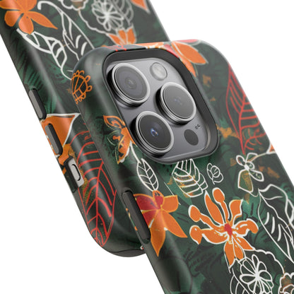 Magnetic Impact - Resistant Phone Case — Tropical Orange Floral - DIGITAL X