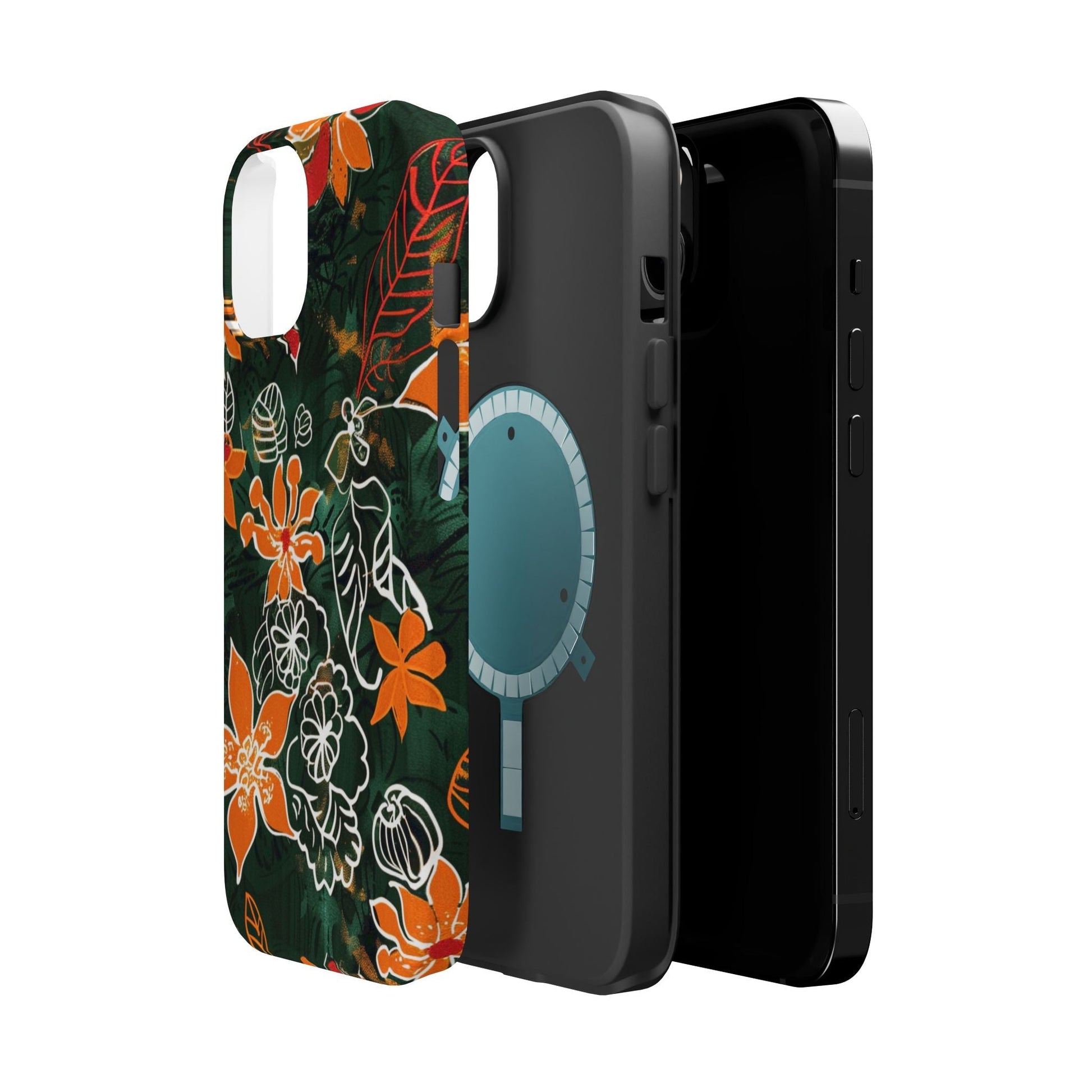 Magnetic Impact - Resistant Phone Case — Tropical Orange Floral - DIGITAL X