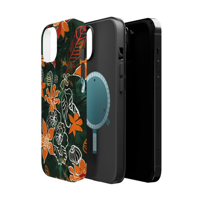 Magnetic Impact - Resistant Phone Case — Tropical Orange Floral - DIGITAL X