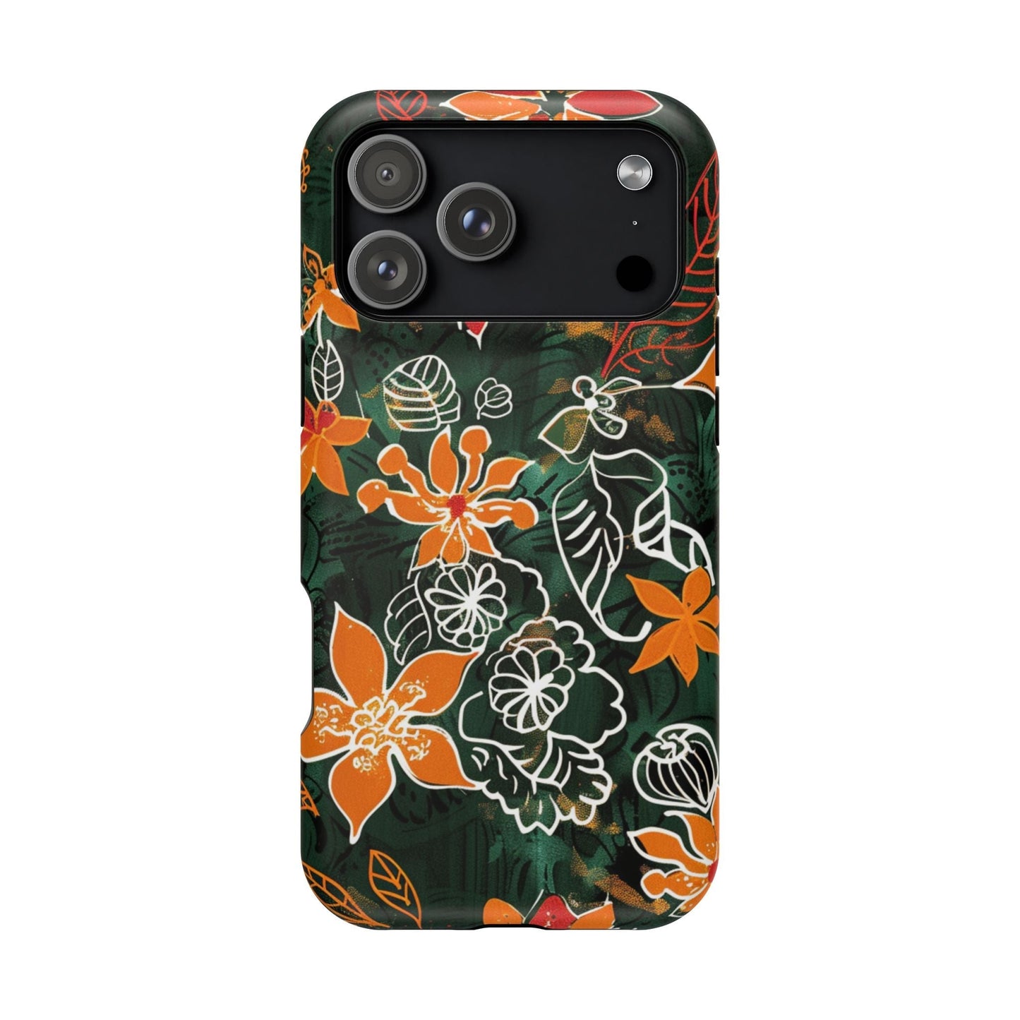 Magnetic Impact - Resistant Phone Case — Tropical Orange Floral - DIGITAL X
