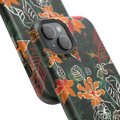 Magnetic Impact - Resistant Phone Case — Tropical Orange Floral - DIGITAL X