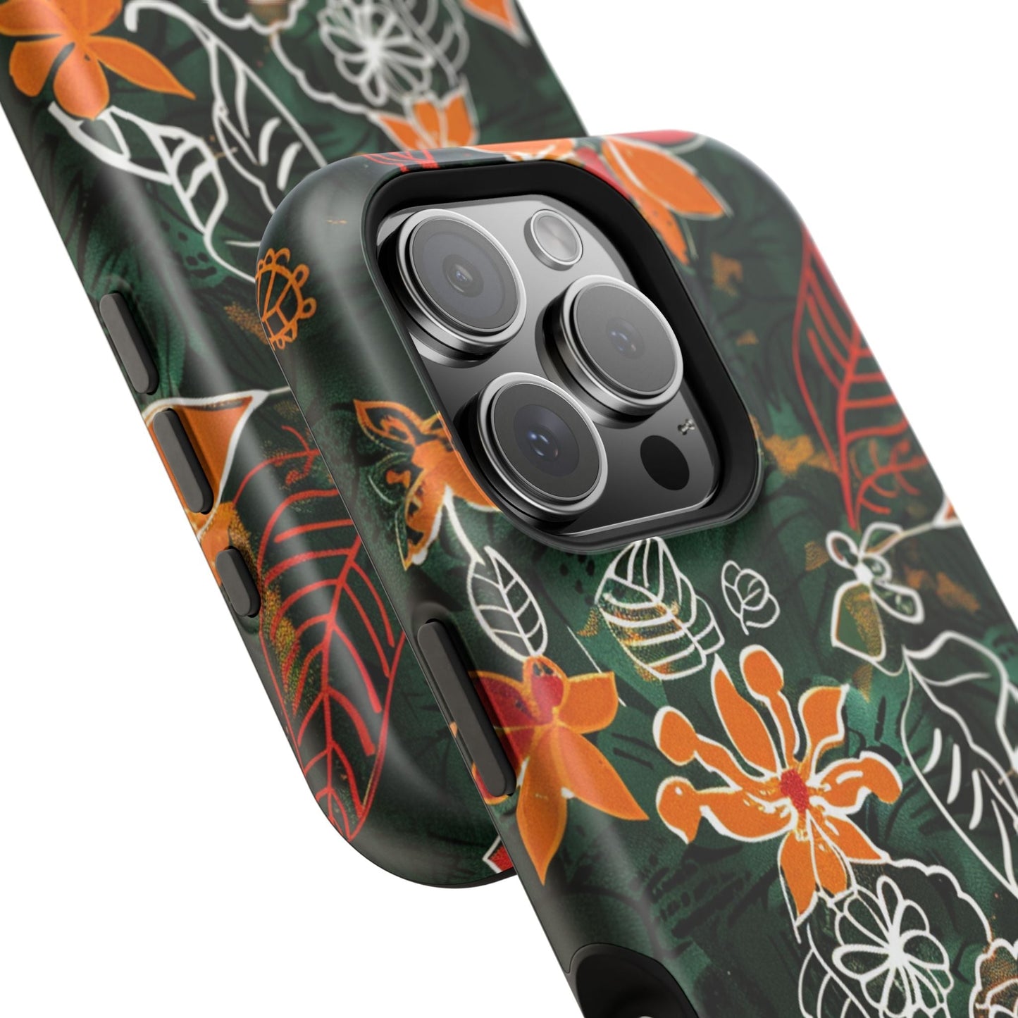 Magnetic Impact - Resistant Phone Case — Tropical Orange Floral - DIGITAL X