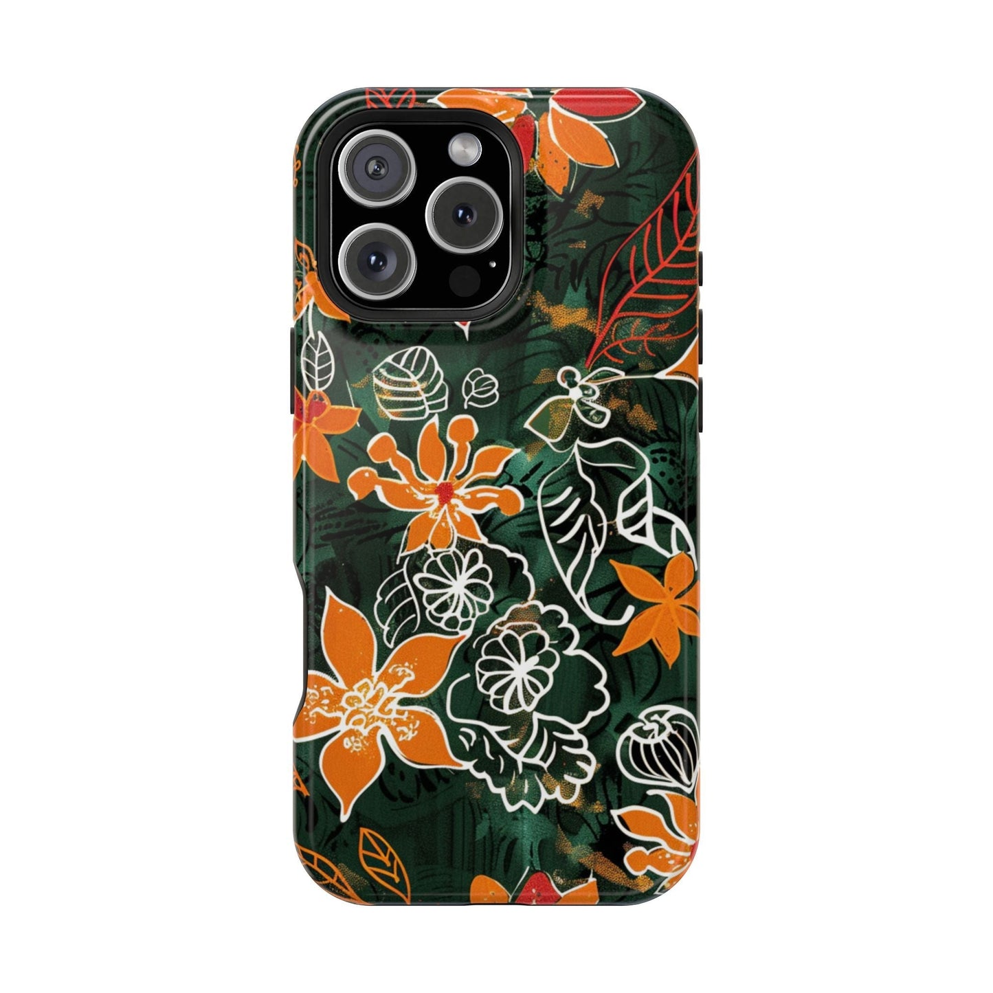 Magnetic Impact - Resistant Phone Case — Tropical Orange Floral - DIGITAL X