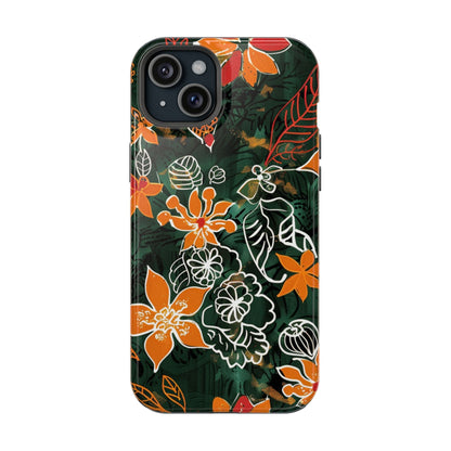 Magnetic Impact - Resistant Phone Case — Tropical Orange Floral - DIGITAL X