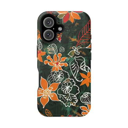 Magnetic Impact - Resistant Phone Case — Tropical Orange Floral - DIGITAL X