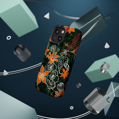 Magnetic Impact - Resistant Phone Case — Tropical Orange Floral - DIGITAL X