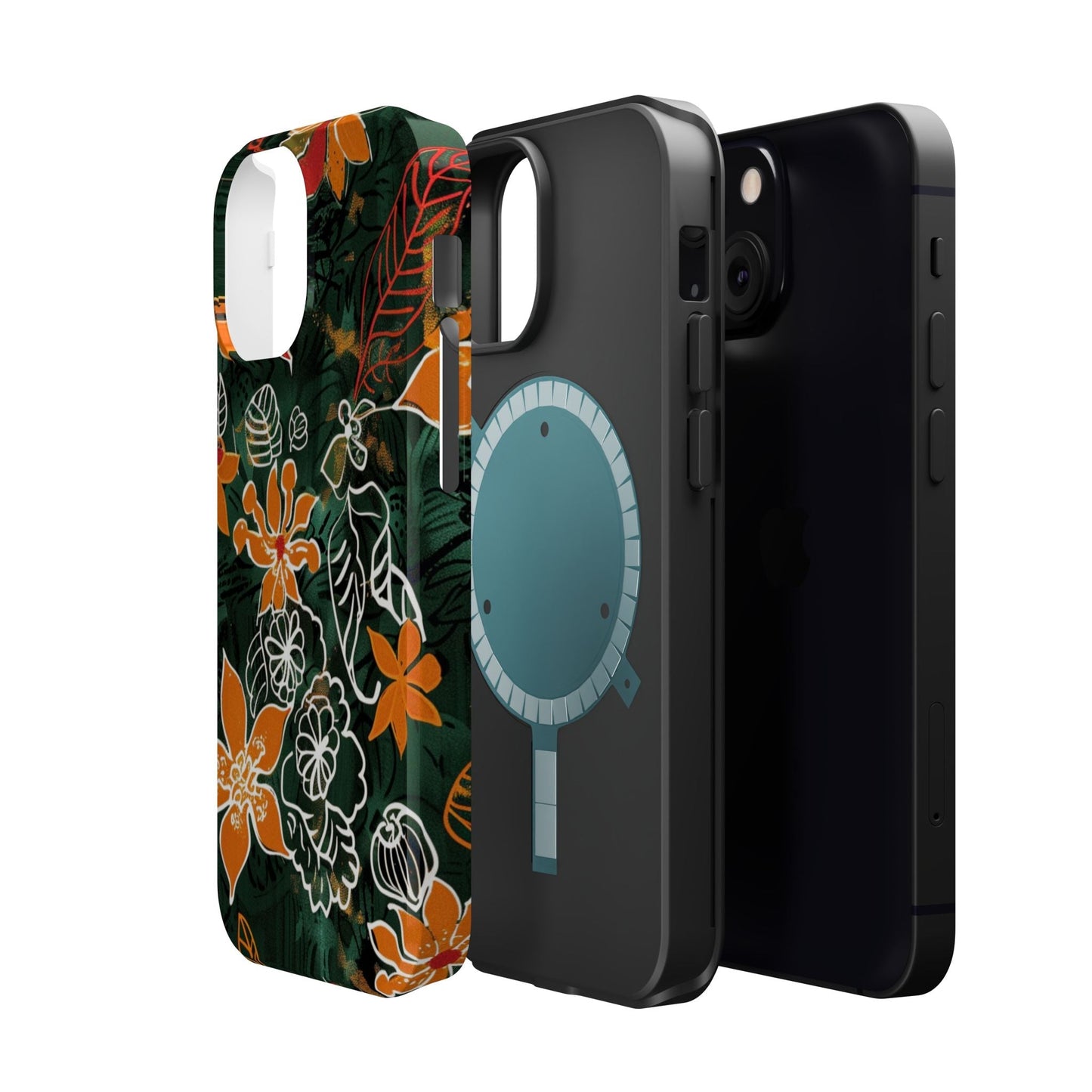 Magnetic Impact - Resistant Phone Case — Tropical Orange Floral - DIGITAL X