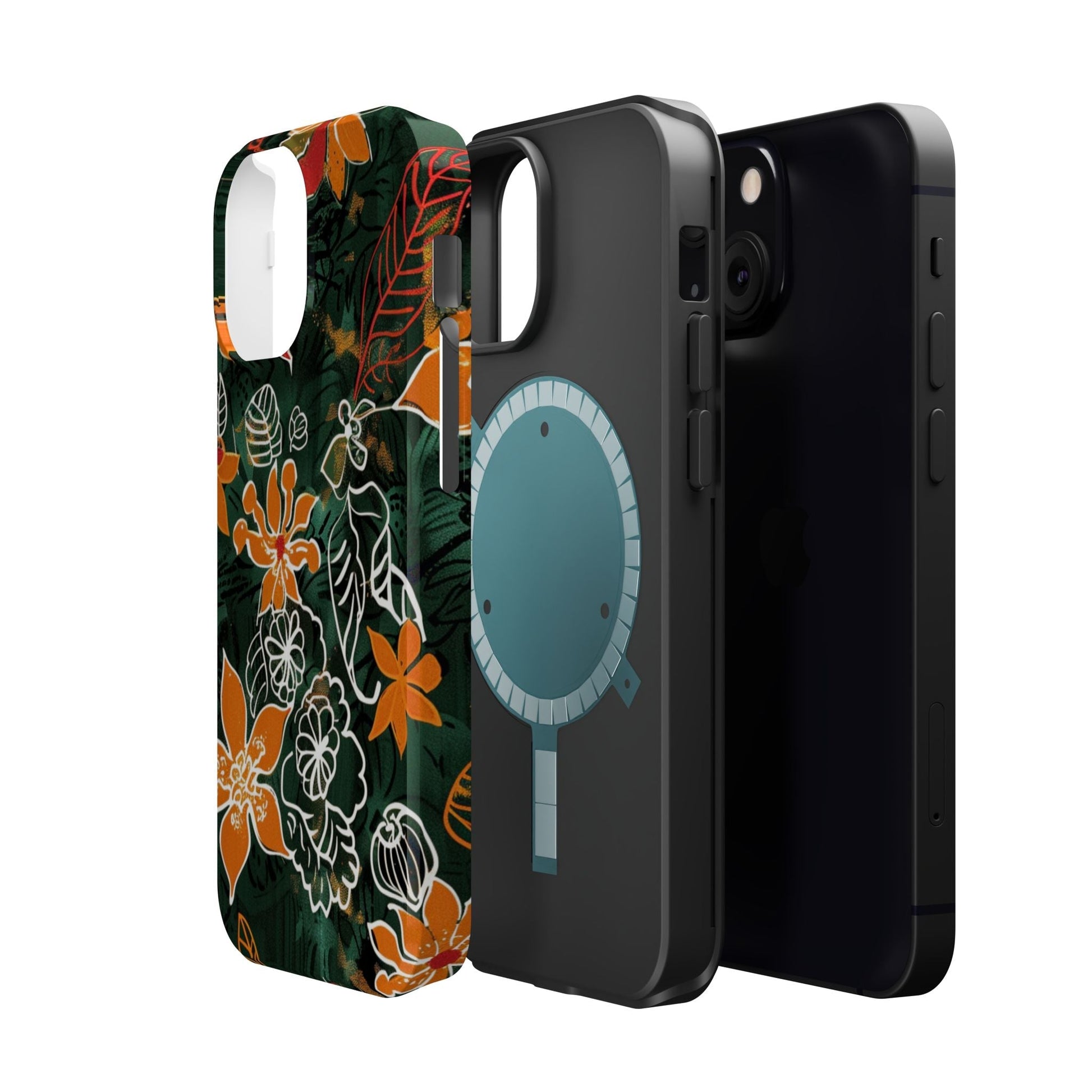 Magnetic Impact - Resistant Phone Case — Tropical Orange Floral - DIGITAL X