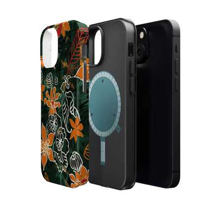 Magnetic Impact - Resistant Phone Case — Tropical Orange Floral - DIGITAL X