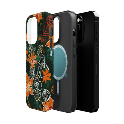 Magnetic Impact - Resistant Phone Case — Tropical Orange Floral - DIGITAL X