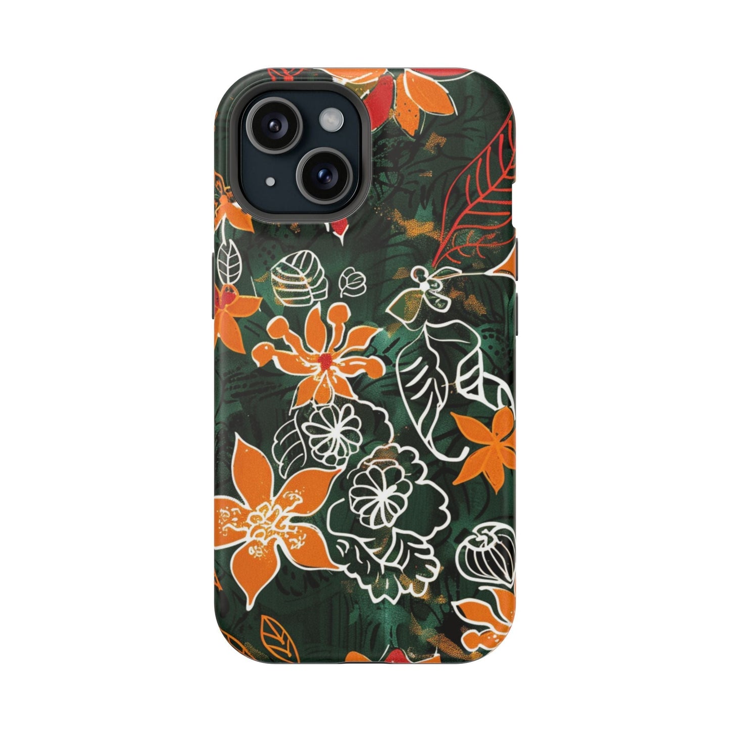 Magnetic Impact - Resistant Phone Case — Tropical Orange Floral - DIGITAL X