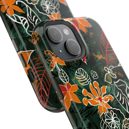 Magnetic Impact - Resistant Phone Case — Tropical Orange Floral - DIGITAL X