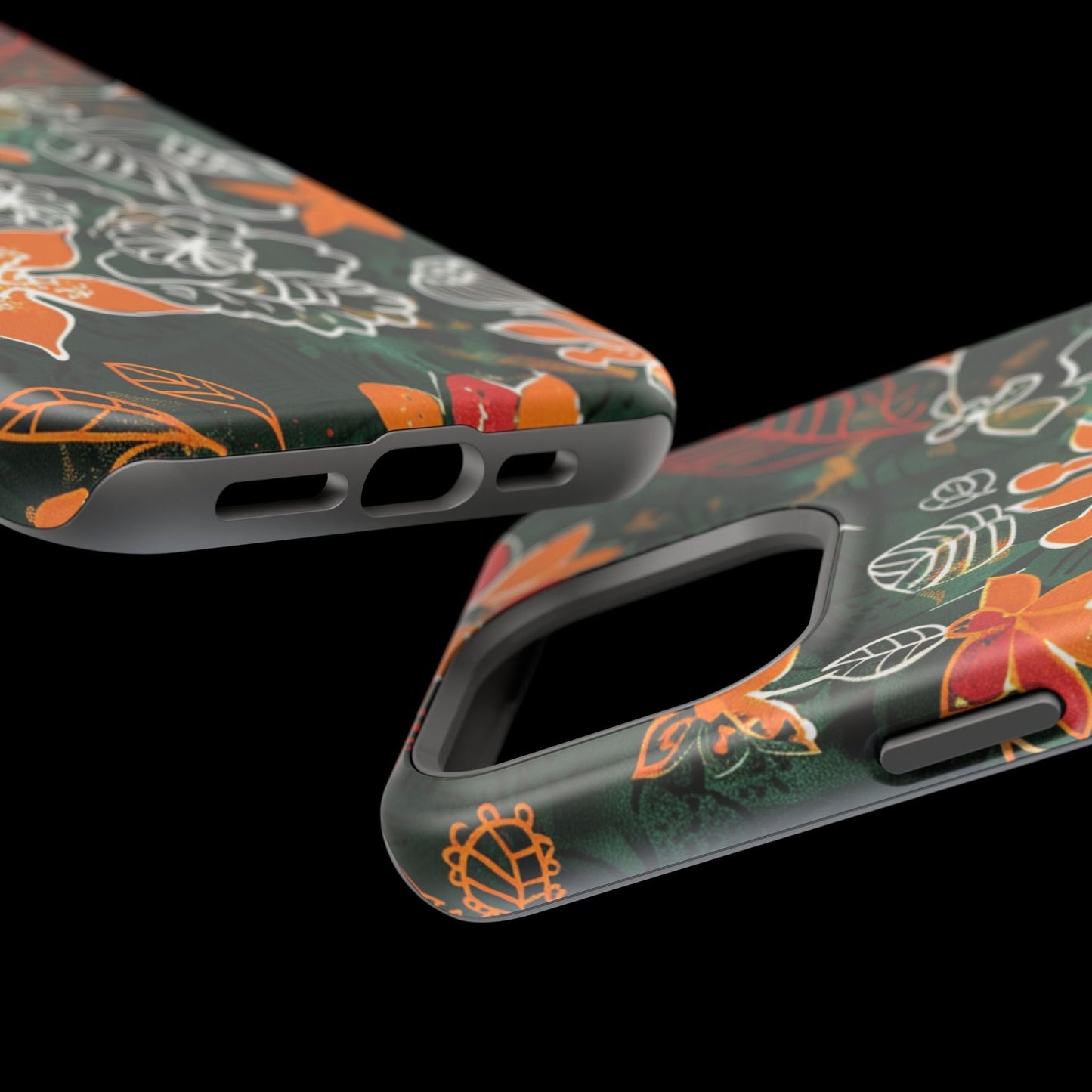 Magnetic Impact - Resistant Phone Case — Tropical Orange Floral - DIGITAL X