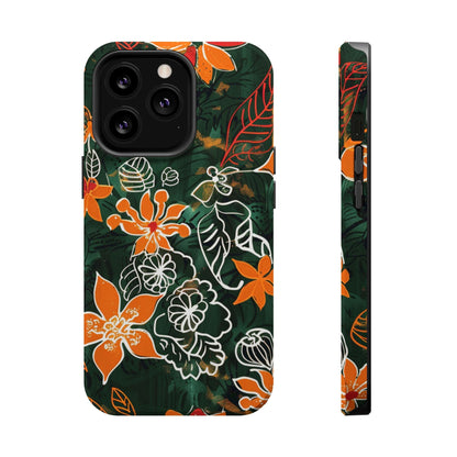 Magnetic Impact - Resistant Phone Case — Tropical Orange Floral - DIGITAL X