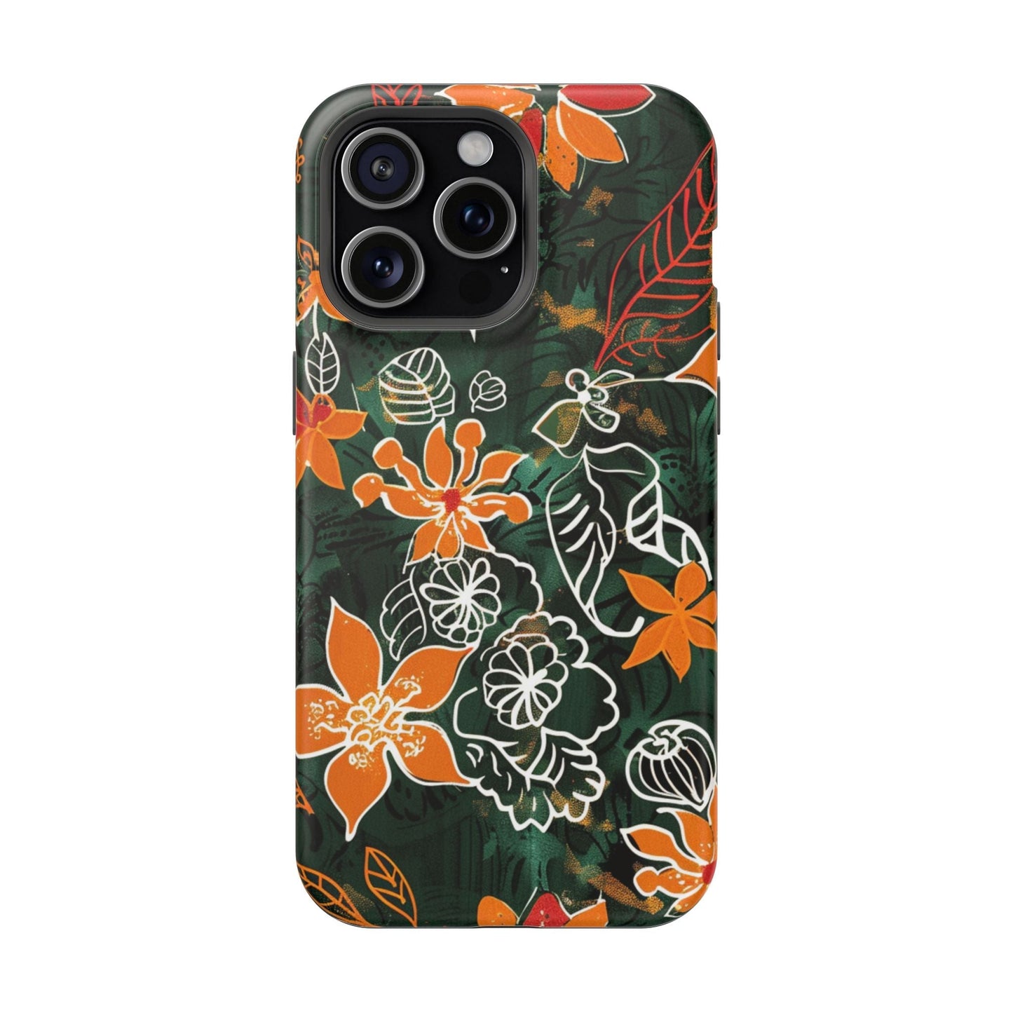 Magnetic Impact - Resistant Phone Case — Tropical Orange Floral - DIGITAL X