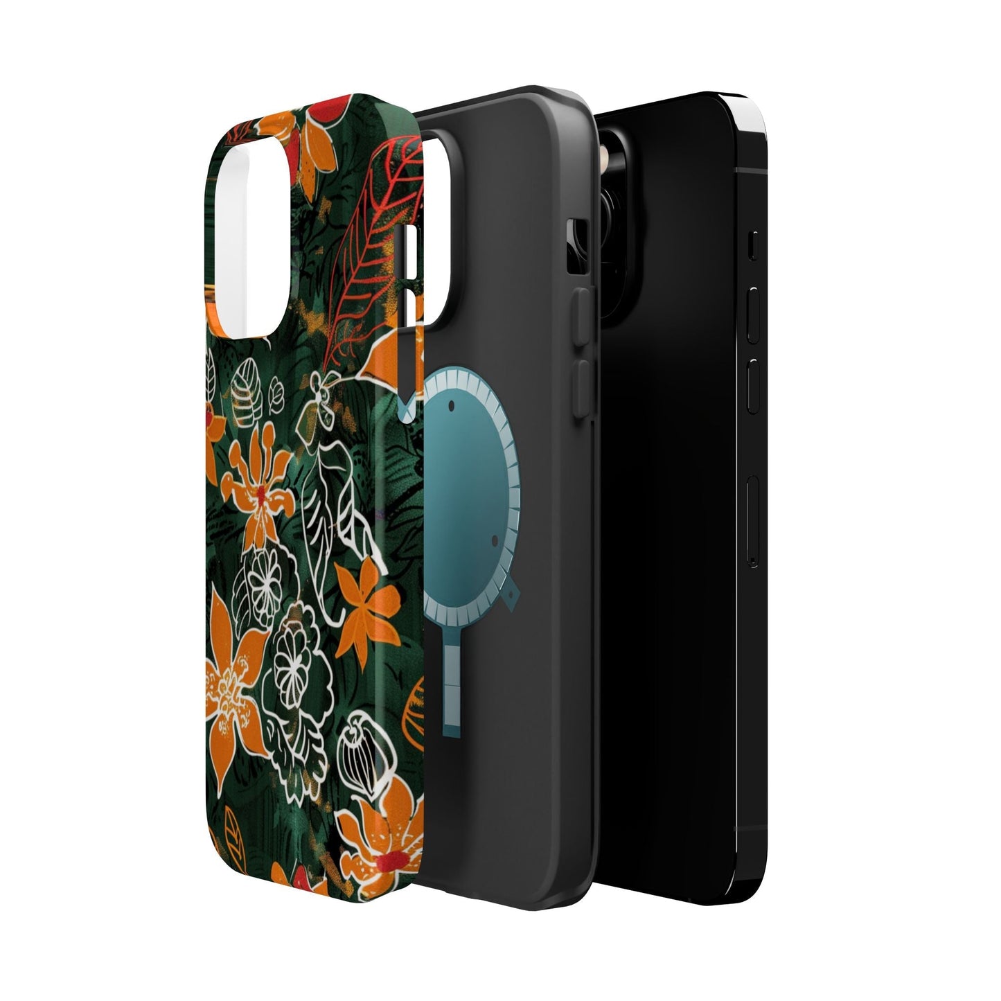 Magnetic Impact - Resistant Phone Case — Tropical Orange Floral - DIGITAL X