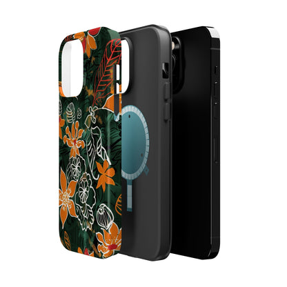 Magnetic Impact - Resistant Phone Case — Tropical Orange Floral - DIGITAL X