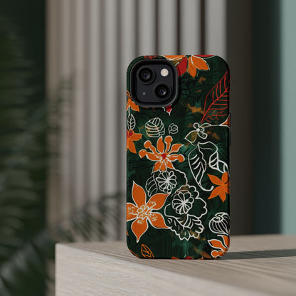 Magnetic Impact - Resistant Phone Case — Tropical Orange Floral - DIGITAL X