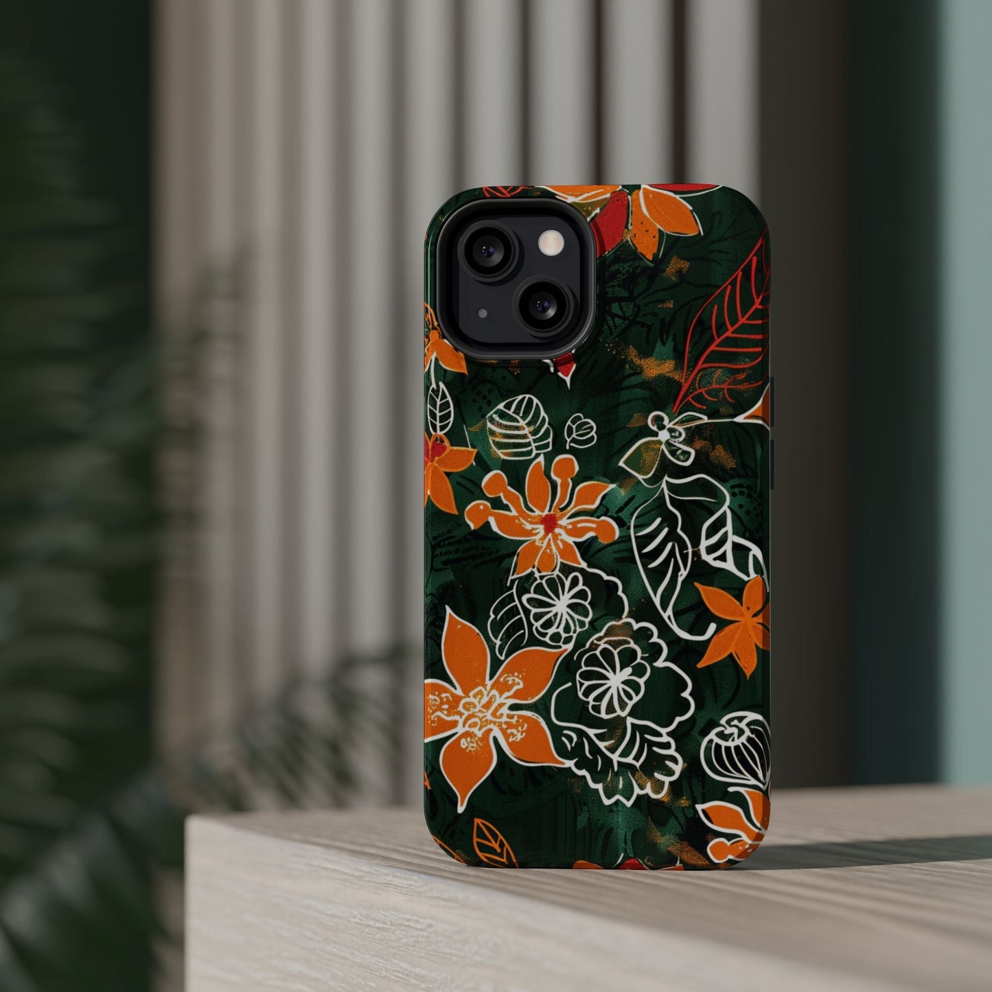Magnetic Impact - Resistant Phone Case — Tropical Orange Floral - DIGITAL X