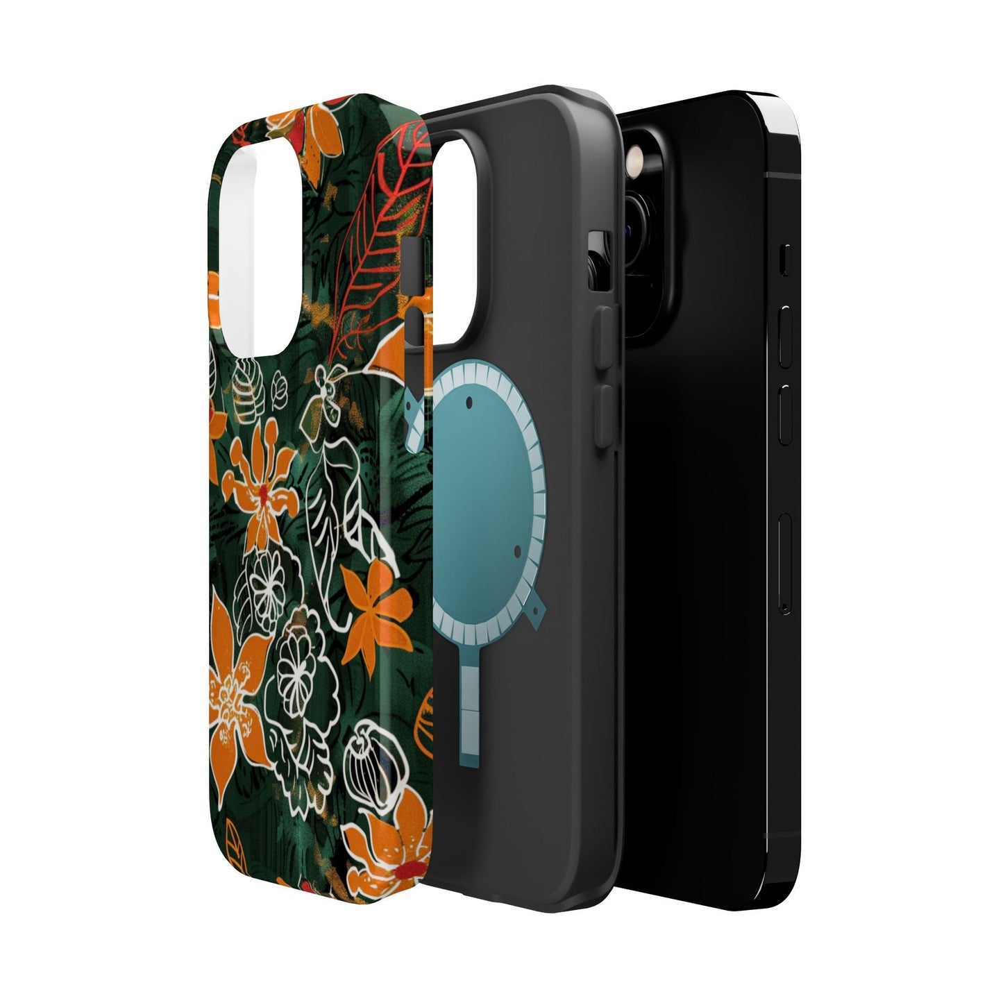 Magnetic Impact - Resistant Phone Case — Tropical Orange Floral - DIGITAL X
