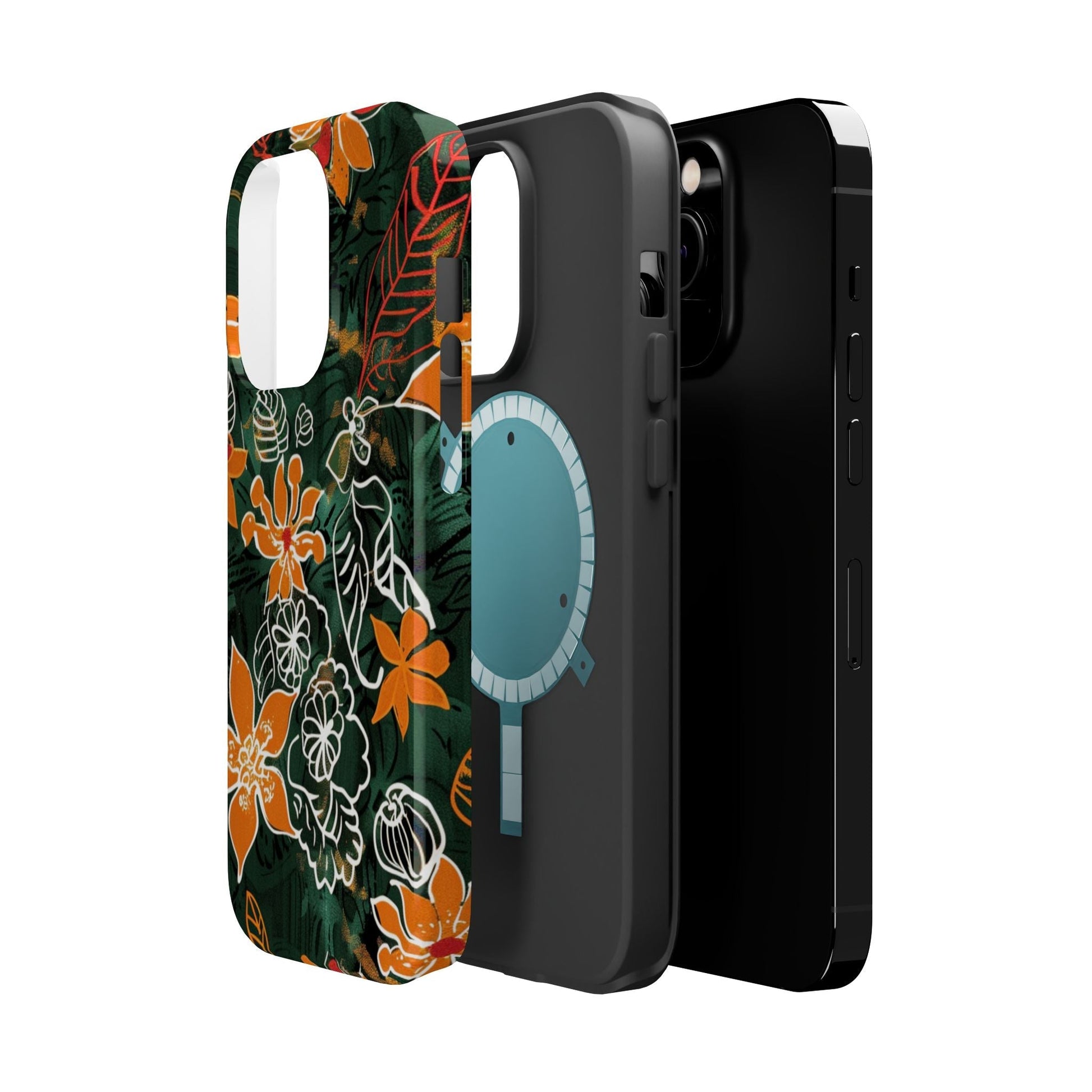 Magnetic Impact - Resistant Phone Case — Tropical Orange Floral - DIGITAL X