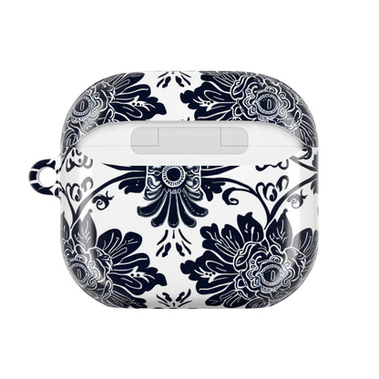 Navy Floral Damask AirPod Case — Ceramic Tile Pattern Protective Cover - DIGITAL X