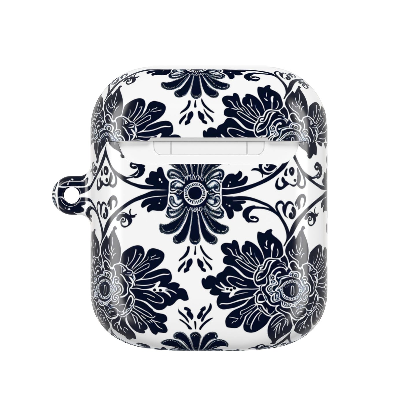 Navy Floral Damask AirPod Case — Ceramic Tile Pattern Protective Cover - DIGITAL X