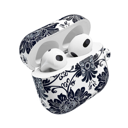 Navy Floral Damask AirPod Case — Ceramic Tile Pattern Protective Cover - DIGITAL X