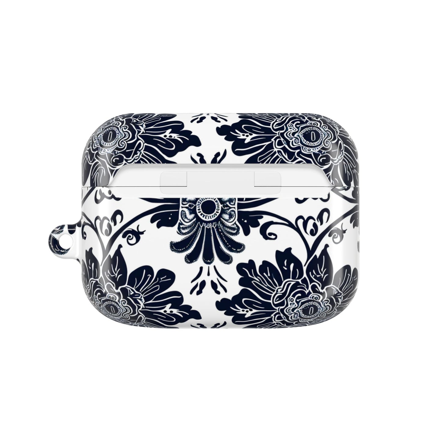 Navy Floral Damask AirPod Case — Ceramic Tile Pattern Protective Cover - DIGITAL X