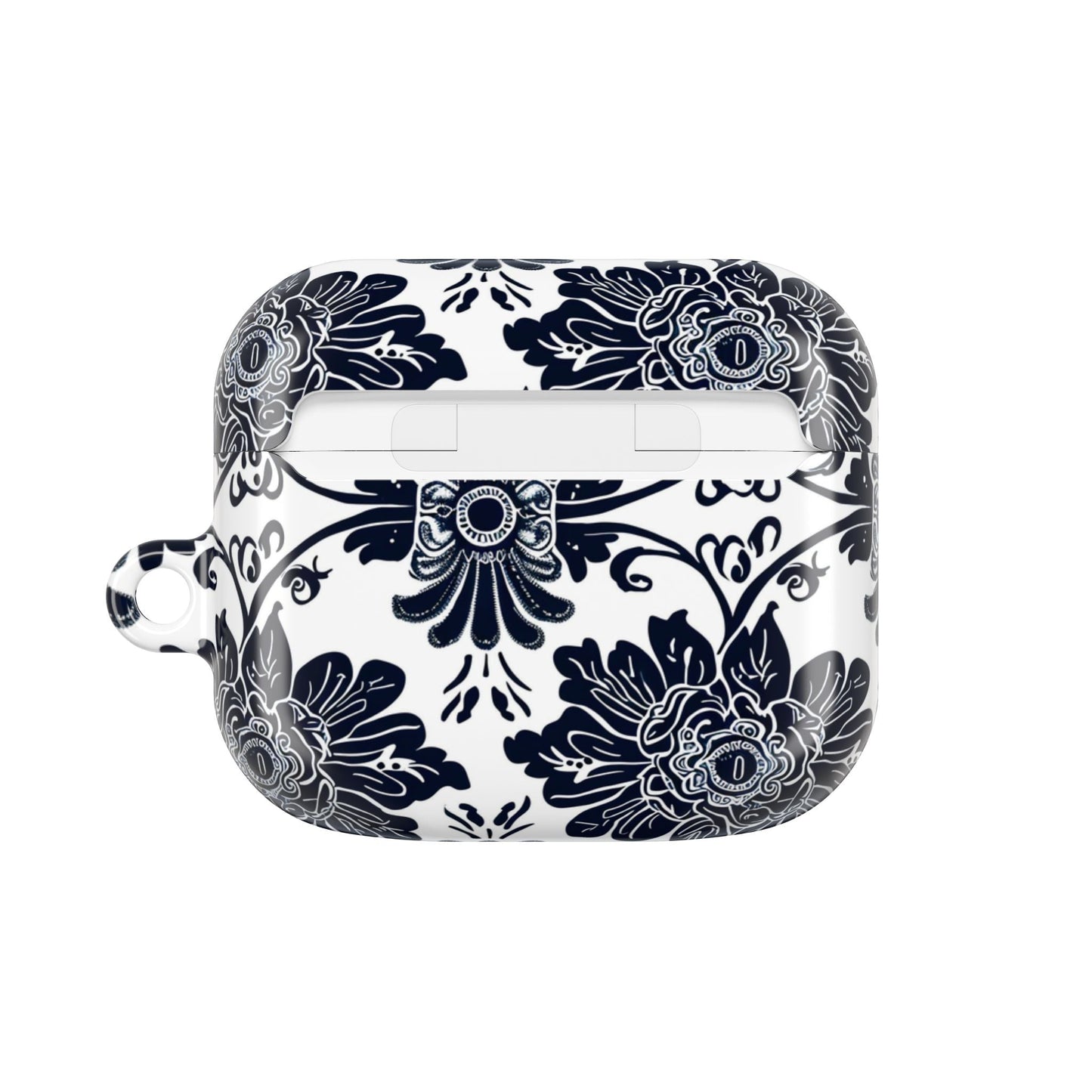 Navy Floral Damask AirPod Case — Ceramic Tile Pattern Protective Cover - DIGITAL X