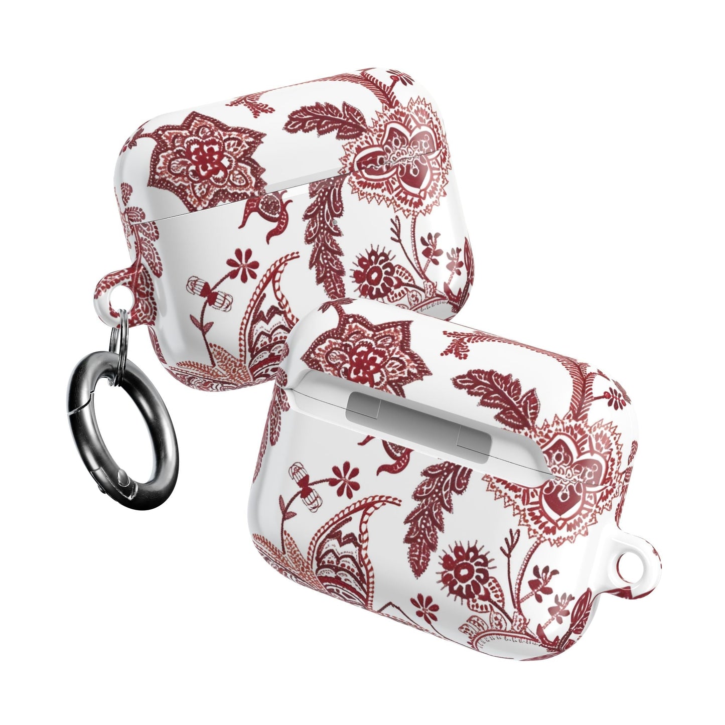 Paisley Floral AirPod Case - Red Vintage Boho Protective Cover - DIGITAL X
