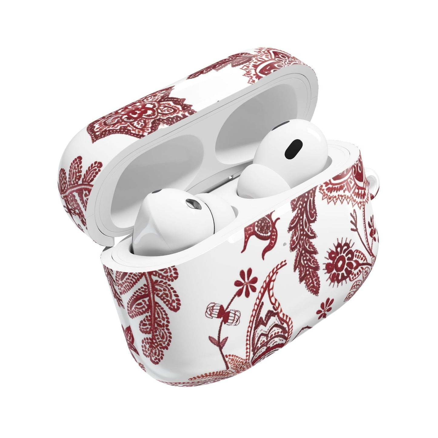Paisley Floral AirPod Case - Red Vintage Boho Protective Cover - DIGITAL X