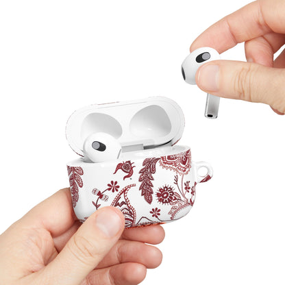 Paisley Floral AirPod Case - Red Vintage Boho Protective Cover - DIGITAL X