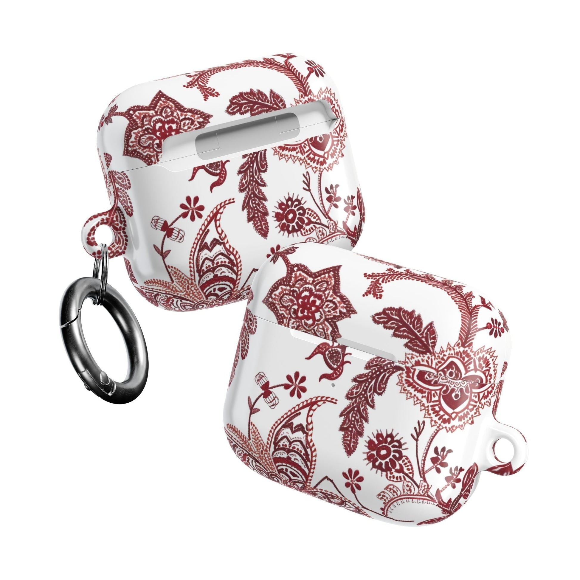 Paisley Floral AirPod Case - Red Vintage Boho Protective Cover - DIGITAL X
